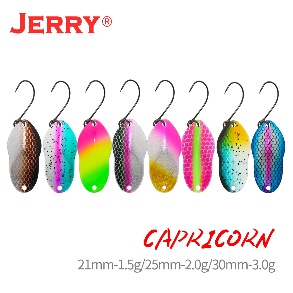 Jerry-Juego de señuelos de Metal Capricornio, 2g, 3g, Micro área, cuchara de trucha, colores UV, Señuelos de Pesca, latón, lago, Arroyo, brillos, Spinners - imagen 2