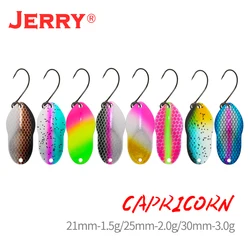 Jerry-Juego de señuelos de Metal Capricornio, 2g, 3g, Micro área, cuchara de trucha, colores UV, Señuelos de Pesca, latón, lago, Arroyo, brillos, Spinners