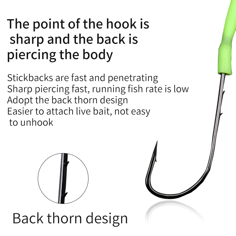 ZYZ anzuelos de pesca de caña larga, línea de carbono atada con tubo luminoso, doble Backstab, anzuelos de pesca Aberdeen, juego de aparejos de pesca en el mar - imagen 5