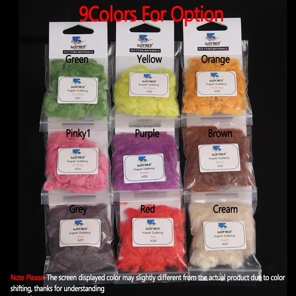 Bimoo-Material de atado de moscas Kapok, fibra flotador suave, Dub flotante para mosca seca, Nmyphs, trucha, Señuelos de Pesca, 1 paquete, 3 paquetes - imagen 4