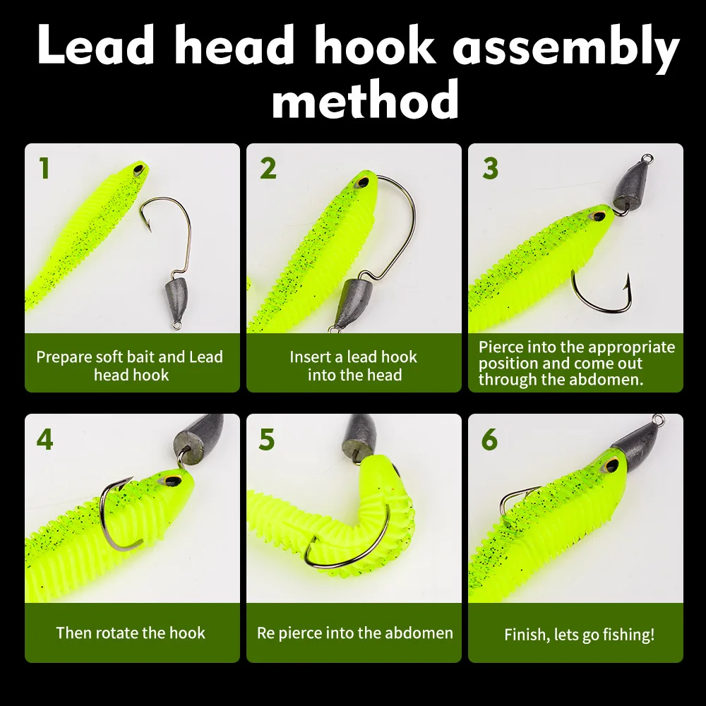 Señuelo de Pesca suave grande, 6,5 cm, 8cm, 10cm, cola en T, gusano, cebo Artificial, Pesca de carpa, equipo Swimbait, cebo de silicona para Pesca de lubina - imagen 2