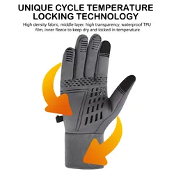 Guantes de invierno a prueba de viento para hombre, guantes cálidos antideslizantes para ciclismo al aire libre, conducción, guantes con pantalla táctil de dedo completo, 1 par