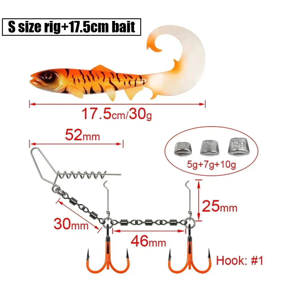 Señuelo de pesca Spinpoler, cebo suave de gran juego, 17,5 cm, 22cm, Swimbait Artificial con aparejo Stinger, sistema de anzuelo, equipo de pesca para trucha y Lucio - imagen 5