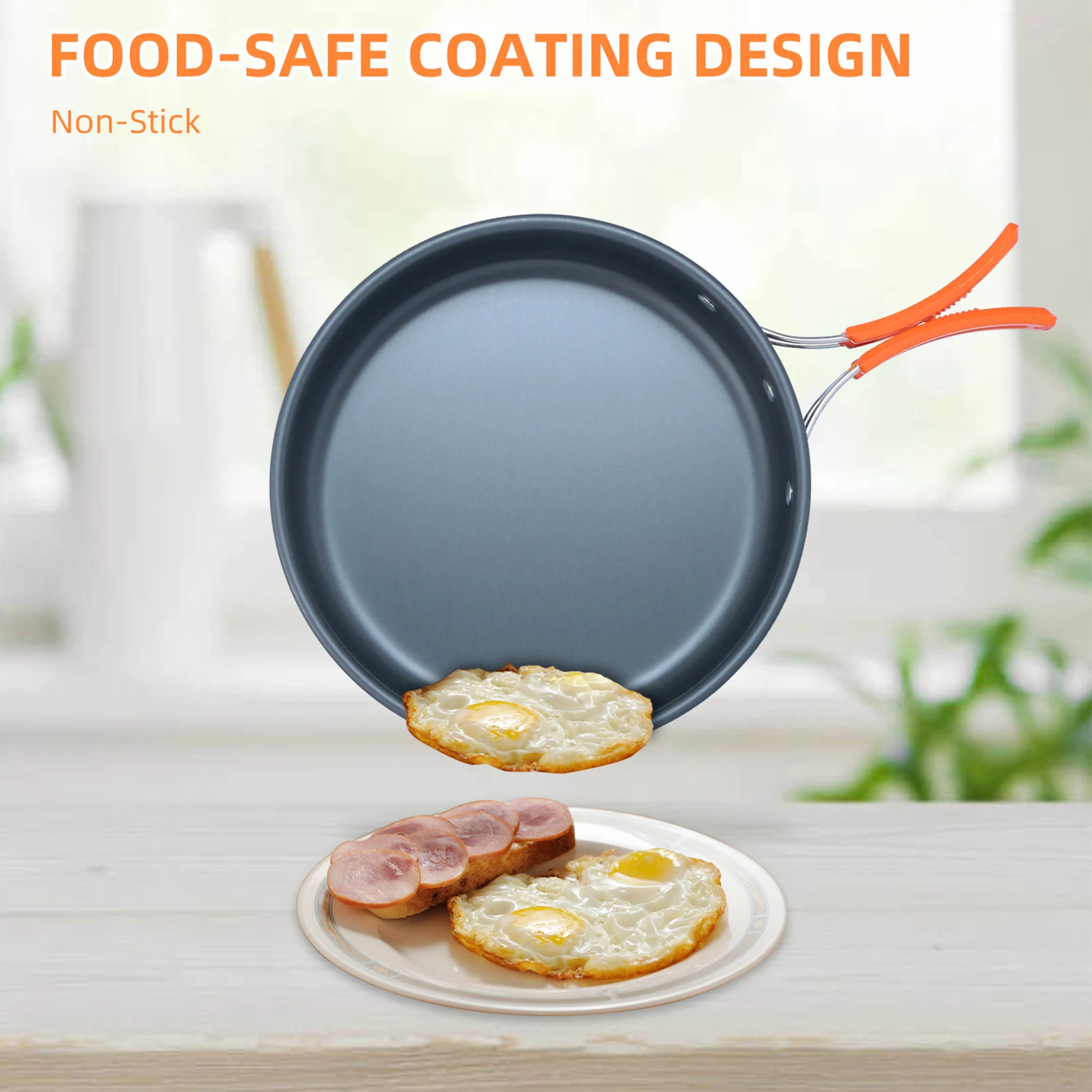 Juego de utensilios de cocina portátiles para acampar al aire libre, vajilla de Picnic con sartén, olla para sopa, hervidor, plato, cubiertos (cuchillos, cucharas y tenedores) - imagen 3