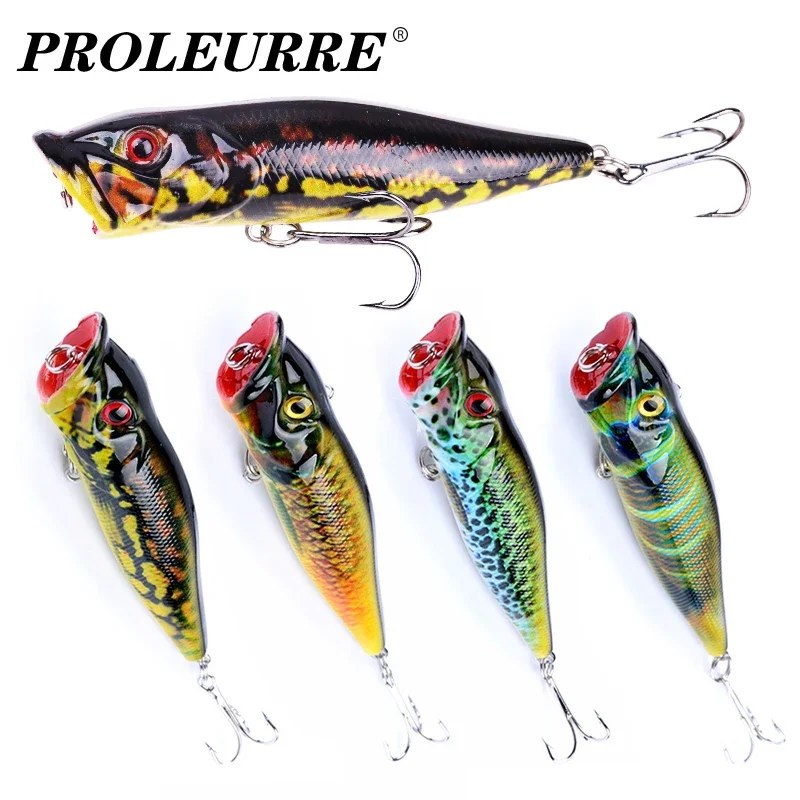 1Pc Big Popper Fishing Lure 9cm 12g Topwater Wobblers Artificial Bait with High Carbon Steel Hooks Crankbait Bass Pesca Tackle
