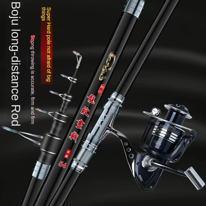 Caña de pescar giratoria telescópica de alto carbono 3,6 m 3,9 m 4,2 m 4,5 m 5m 5,4 m caña de pescar en roca para barco de mar para peces grandes - imagen 4
