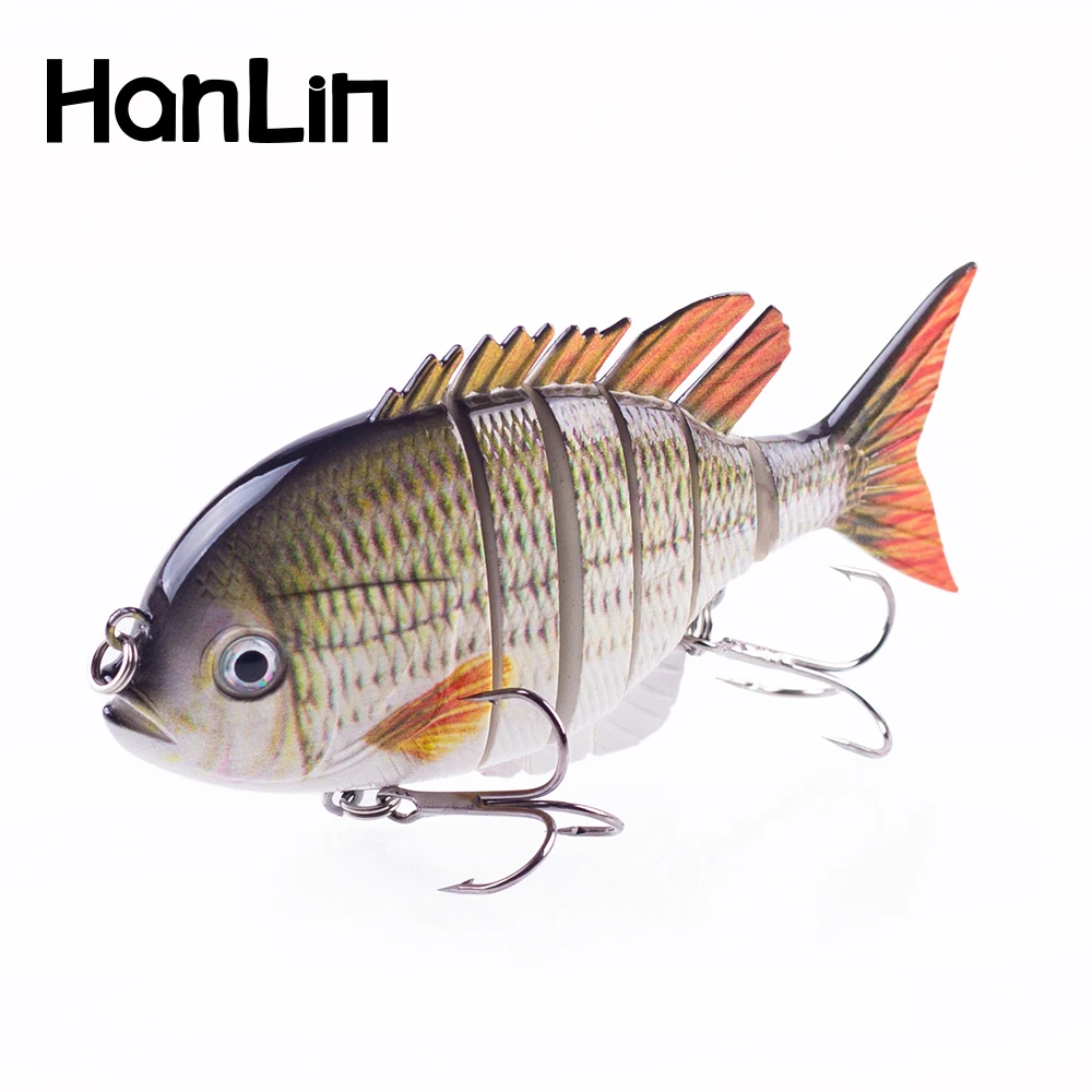 Hanlin-Señuelos de Pesca multiarticulados, cebo Artificial de cuerpo duro Wobbler, Swimbaits de Bluegill, aparejos de lubina que se hunden, 10cm, 37g