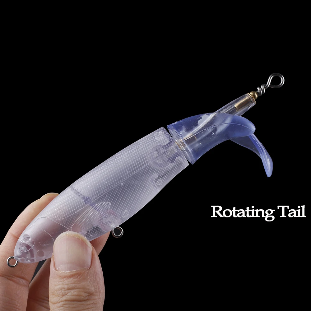 Chan'sHuang-señuelo de pesca Artificial, 10 piezas, sin pintar, giratorio, cola suave, flotante - imagen 4