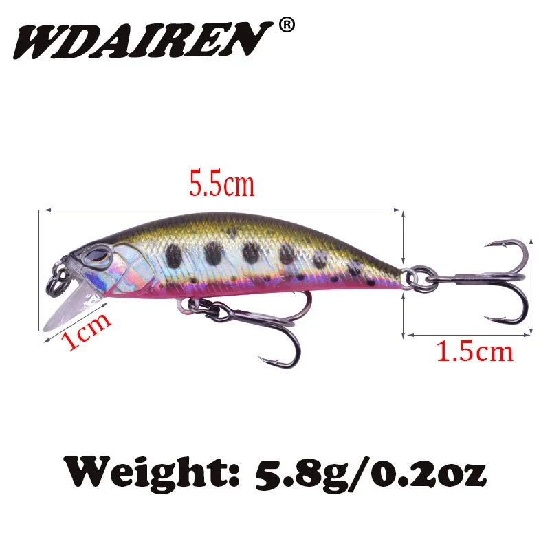 1Pc Mini Minnow señuelo de Pesca 55mm 5,8g vibración hundimiento Wobblers Crankbait Jerkbait cebo para lubina perca Pesca aparejos de Pesca - imagen 2