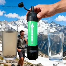 Filtro de agua portátil para exteriores, emergencia para acampar y supervivencia, para senderismo, emergencia y desastre, purifica la fuente de agua en adelante, 1 ud.