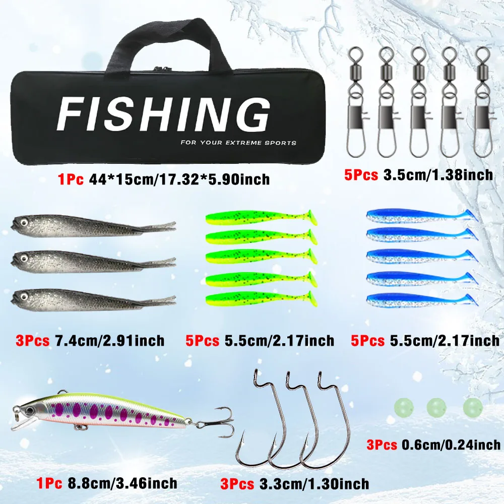 Juego de regalo de Navidad, conjunto combinado de caña de pescar telescópica y carrete de 1,8 M con cebos, ganchos, Kit de viaje, accesorios - imagen 3