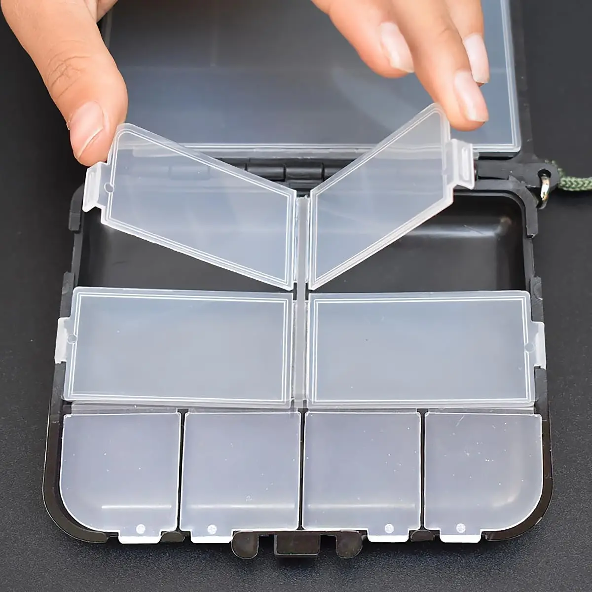 TAKBAS 1 pieza pequeña caja de aparejos de pesca, organizador portátil de plástico, ganchos señuelo cebos caja de almacenamiento contenedores para almacenar plantilla giratoria - imagen 4