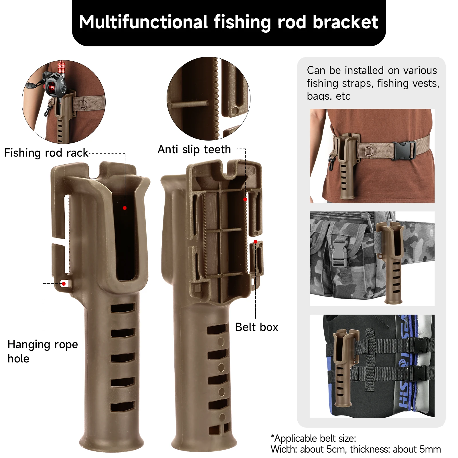 SANLIKE Fishing Rod Belt Holder Multi-function Portable Adjustable Waist Mounted Fishing Rod Tube For Spinning and Casting Rods - imagen 3