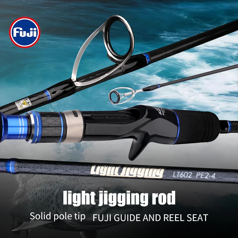 ROLLFISH Premium 2 secciones fibra de carbono caña de Jigging rápida agua salada atún de aguas profundas pesca de lubina guías Fuji y asiento de carrete Fuji - imagen 3