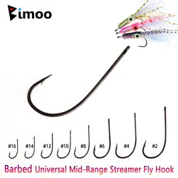 Bimoo 50 Uds. Gancho de atado de moscas con serpentina mediana con púas para atar pececillos, insectos lanosos, patrón de boca pequeña, insectos de pelo hilados, señuelo de trucha