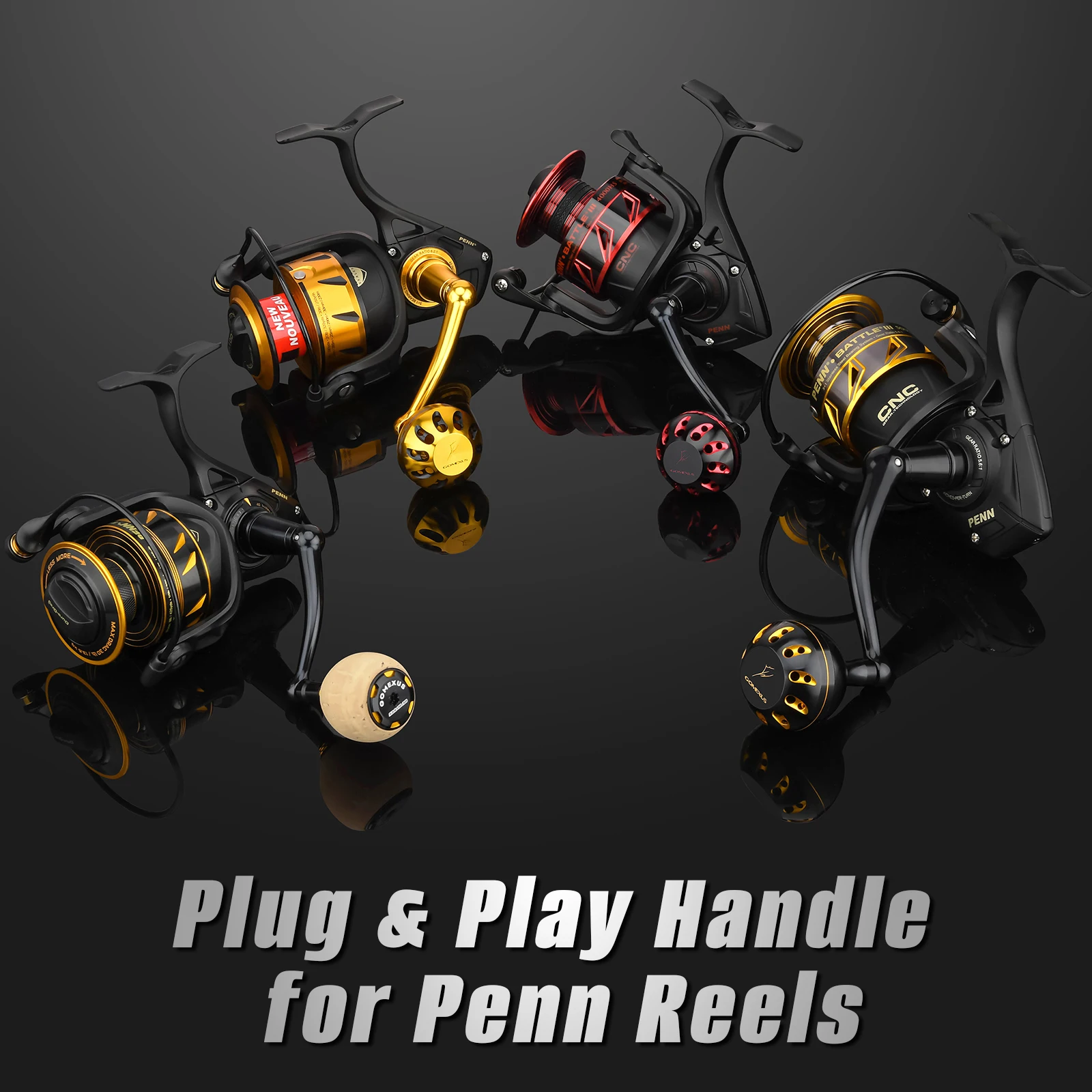 Gomexus Penn Handle Spinfisher Battle Slammer Fierce Conflict Pursuit 65-98 mm Carrete de pesca giratorio - imagen 5