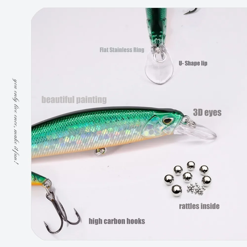 Señuelo de pesca Wobblers, Crankbaits, pececillo para lubina, Lucio, perca, Camping, cebos Jerk al aire libre, 9,5 cm, 15 g - imagen 5
