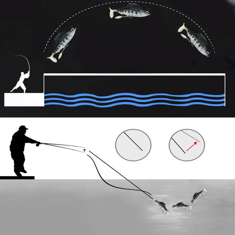 Testar-señuelos con cola en T, plantilla de plomo, 8,5 cm/12,5g, cabezal de anzuelo giratorio, cebo suave realista para lubina/perco, agua dulce y salada - imagen 4