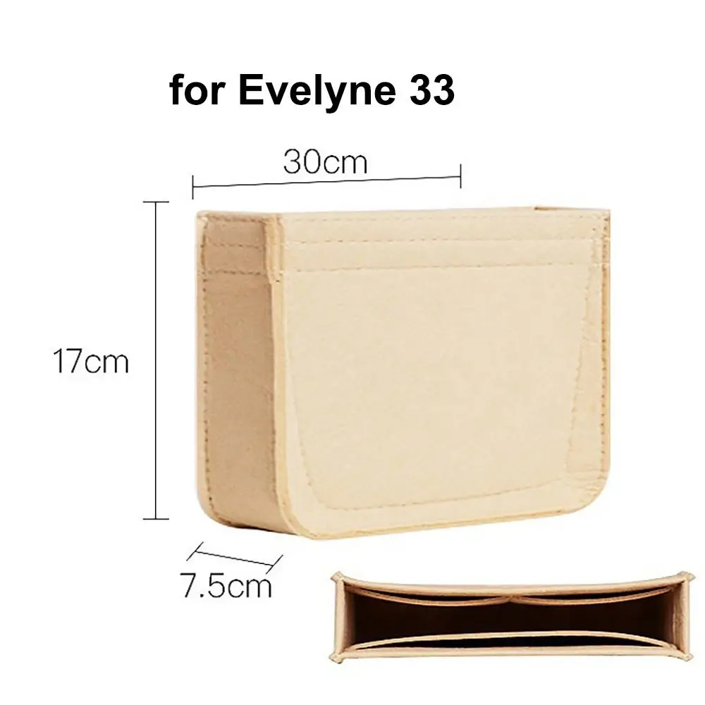 Nuevo bolso de fieltro, bolsa de inserción, bolso de viaje portátil, bolsa con forro, organizador de bolso multibolsillo para Evelyne 16/29/33 - imagen 2