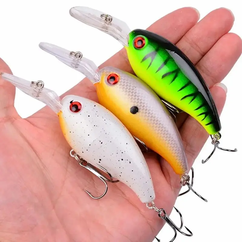 Señuelo de Pesca con manivela, cebo Wobbler 13,6g, 10cm, Minnow Isca, ojos artificiales 3D, señuelos Crankbait para lubina, Lucio, carpa, aparejos de Pesca