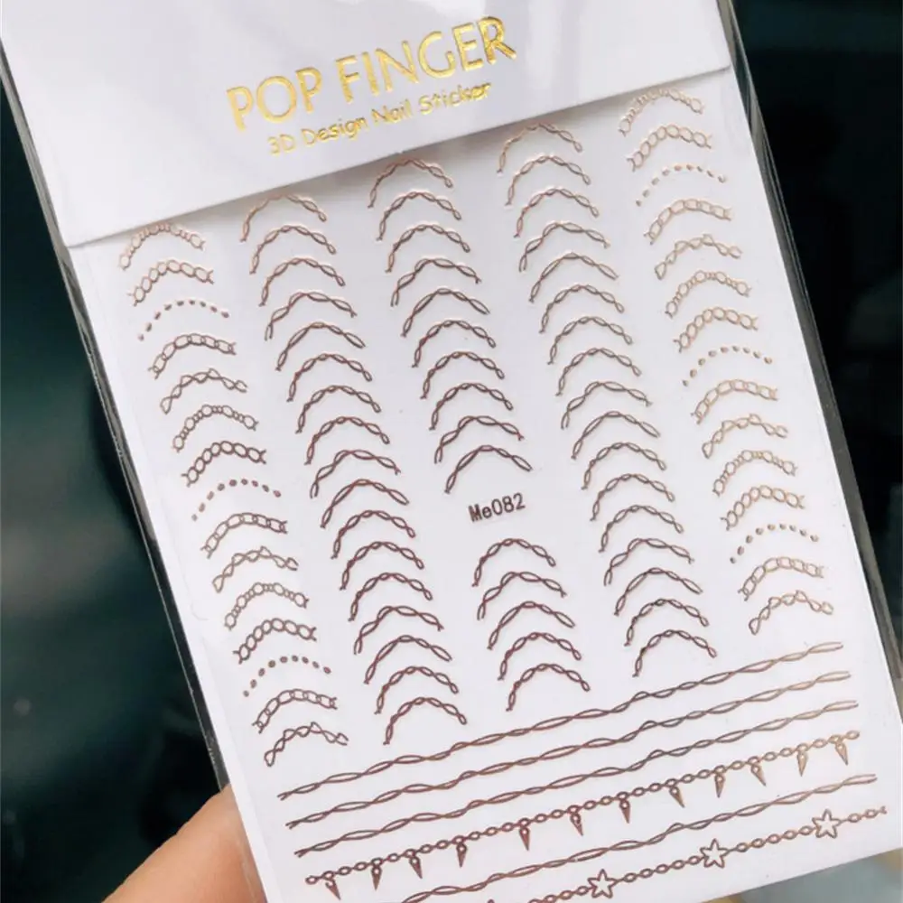 Pegatinas para uñas de 1/2 piezas, pegatinas con pegamento trasero, letras, mensajes, líneas de dibujo a mano, caras, San Valentín, decoración de uñas - imagen 4