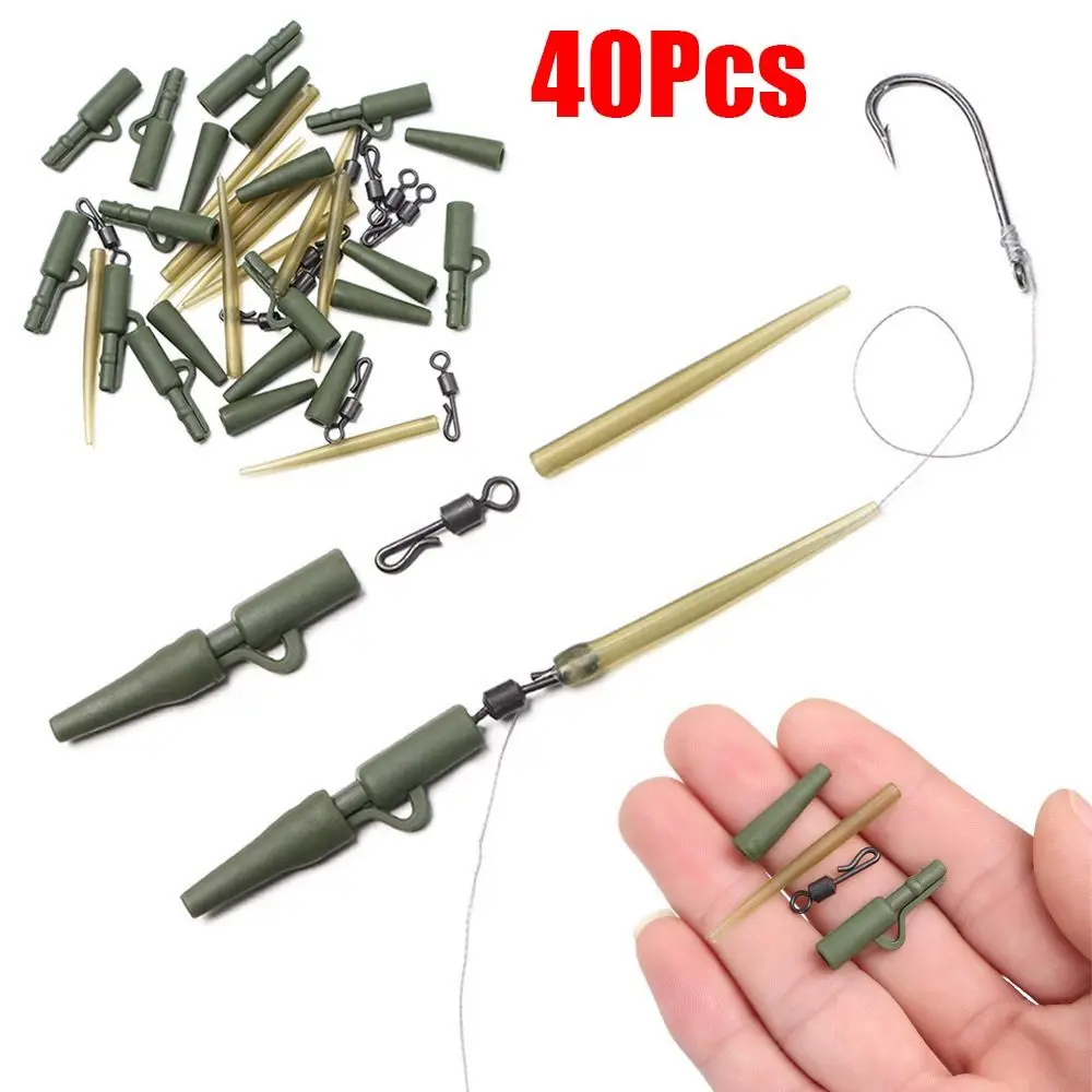 40 unids/lote cola cono de goma Clips de plomo de seguridad aparejo de carpa herramientas de pesca gruesa aparejos de cambio rápido giratorios pesca de carpa - imagen 2