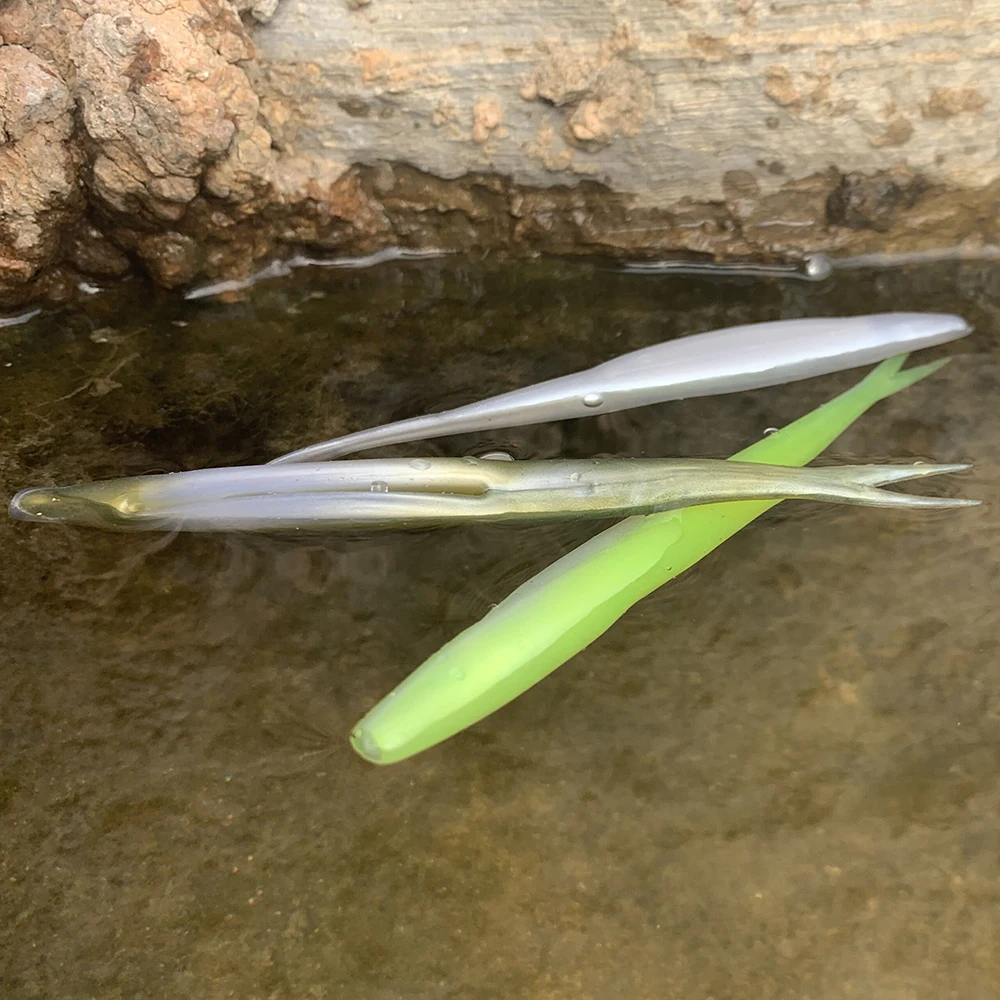 Spinpoler Jerk shad flotante TPR cebo suave señuelo de pesca 4,72 "coda ligeramente dividida silicona Artificial tiro caído lubina aparejos de mar - imagen 5