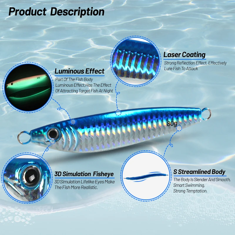 Teaser14-señuelo de pesca de 14g, 28g, 40g, 60g, 80g, señuelo de pesca de lubina Artificial de agua salada - imagen 4