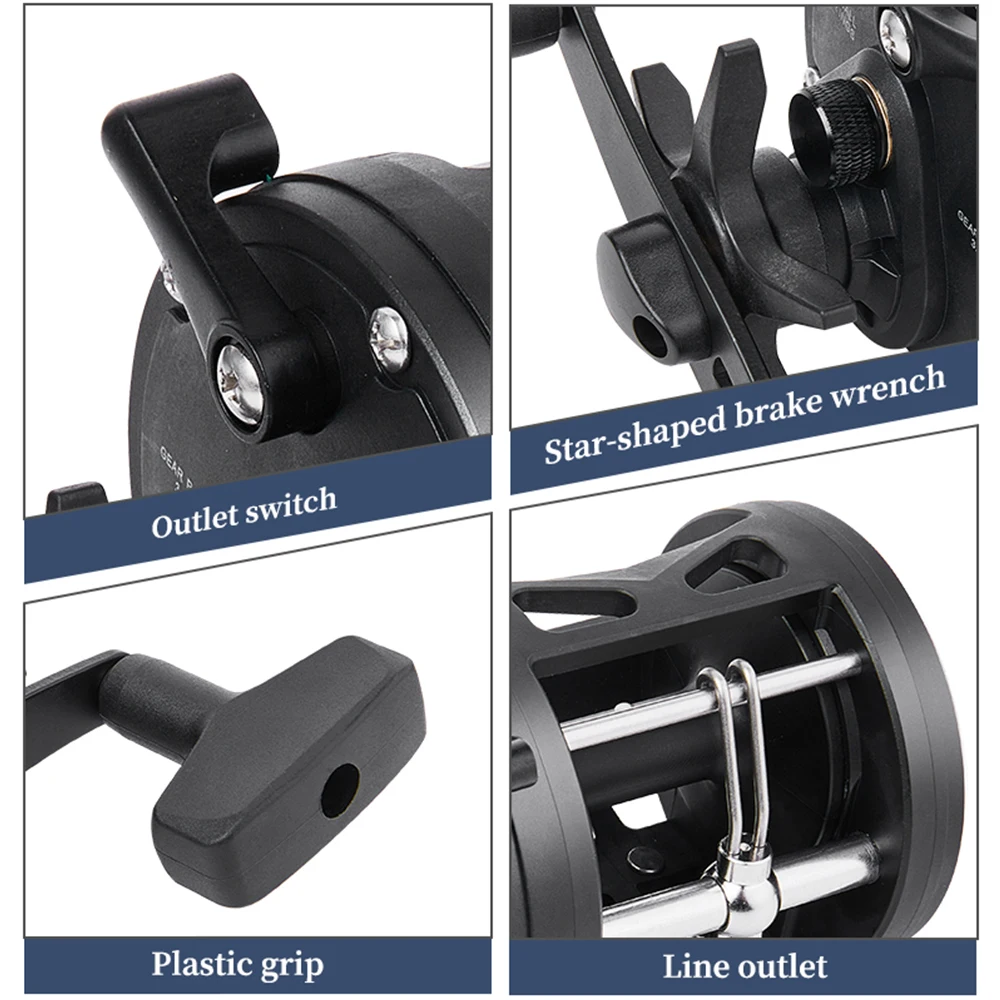 BILLINGS carrete de tambor de curricán de agua salada carrete de pesca de mar de fundición relación de engranaje 3,8: 1 carrete de Baitcasting redondo arrastre máximo de 15KG - imagen 2