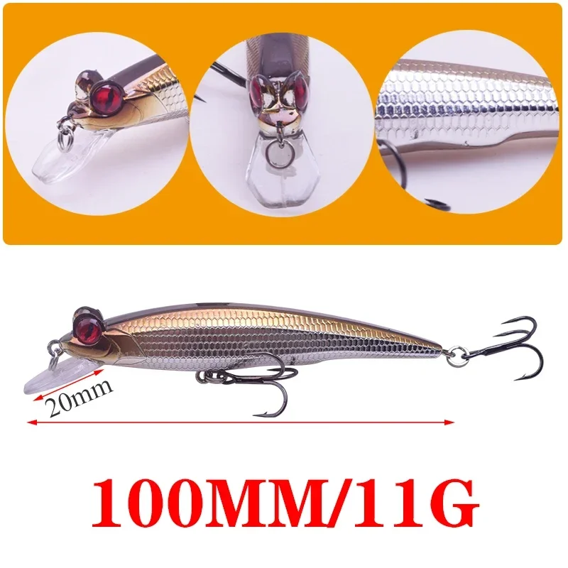Señuelo de Pesca de pececillo láser, 10cm, 11g, cebo duro Artificial flotante, Wobblers, Crankbait, aparejos de Pesca de lubina, 1 ud. - imagen 2