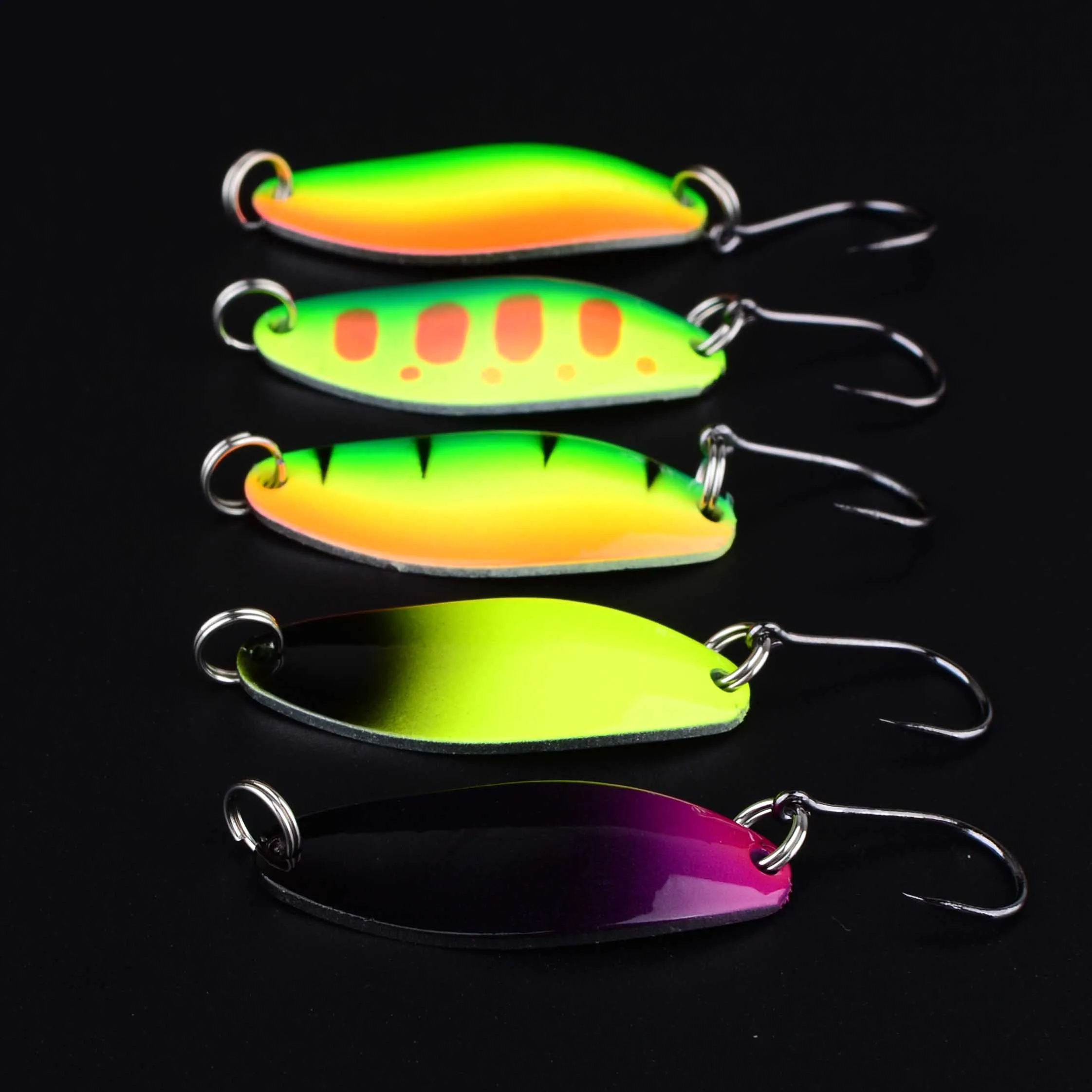 Señuelo de pesca de Metal con cuchara para trucha, cebo duro con un solo gancho, perca para trucha, salmón, 5 uds. - imagen 3