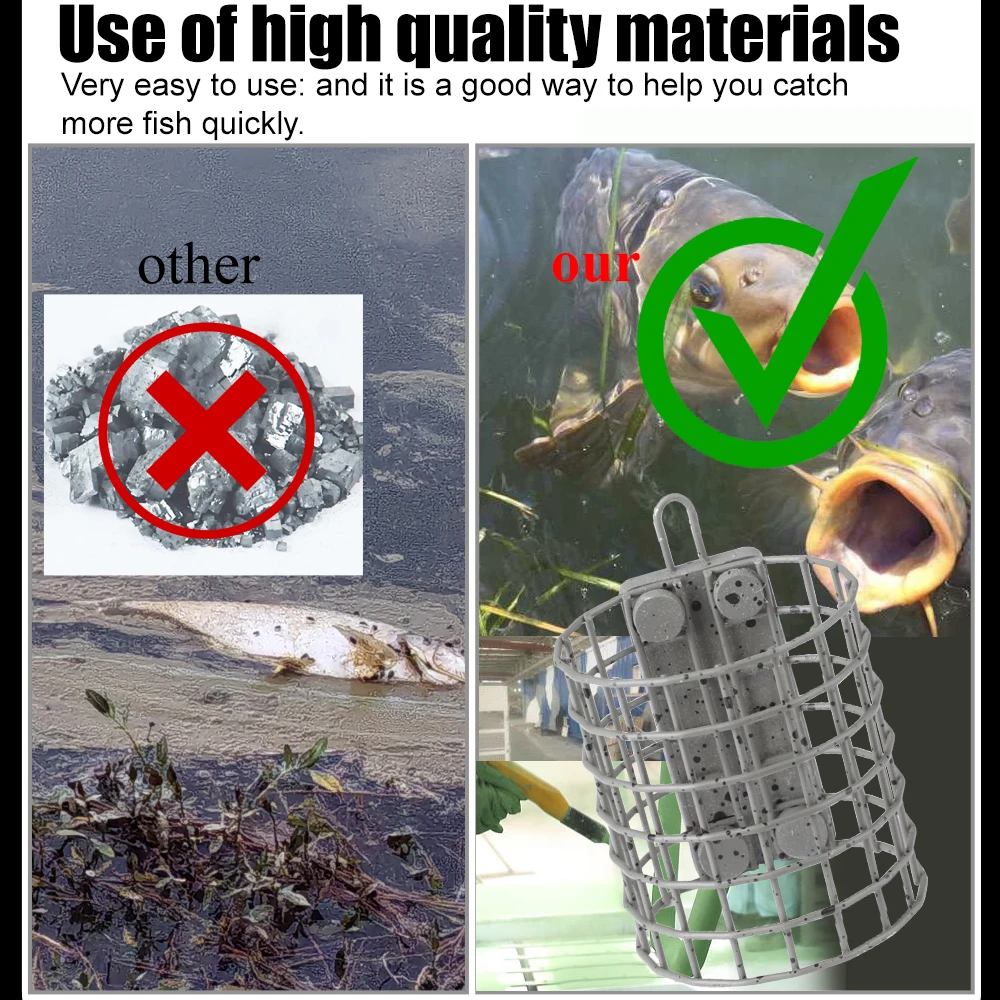 NGB-Caja alimentadora de aparejos de pesca, señuelo de acero inoxidable, alimentadores de pesca, cesta alimentadora cuadrada redonda, jaula para señuelos de pesca - imagen 3