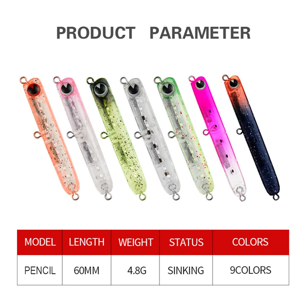 6cm 4,8g señuelo de pesca lápiz cebo Wobbler COLLET 60 Micro hundimiento Trolling Jerkbait Swimbait cebo duro Artificial señuelo falso - imagen 5