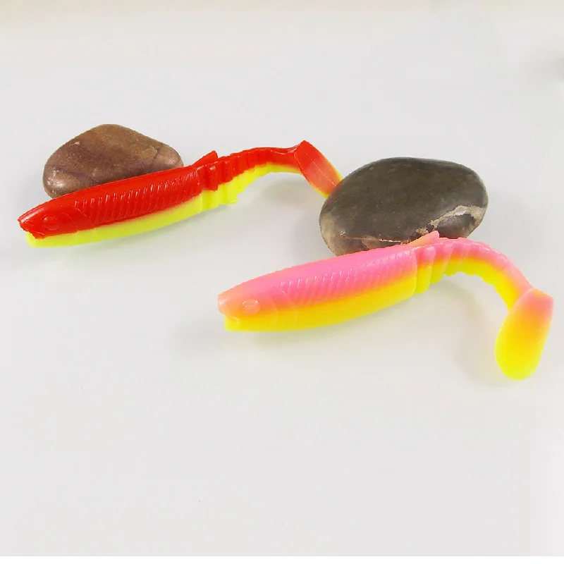 KESFISHING Cannibal 3 ", 4 pulgadas Bass Pesca cebo de silicona suave Swimbait olor a camarón Isca señuelo de Pesca Artificial - imagen 5