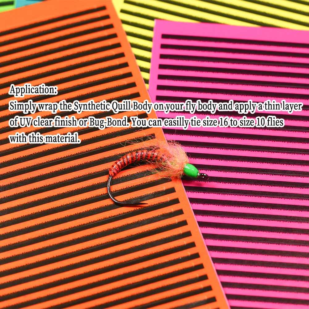 Wifreo-2 hojas de atado de moscas sintéticas, cuerpo de pavo real de 1,5mm de ancho, envoltura de polivinílico, Material de atado de moscas de Ninfa - imagen 5