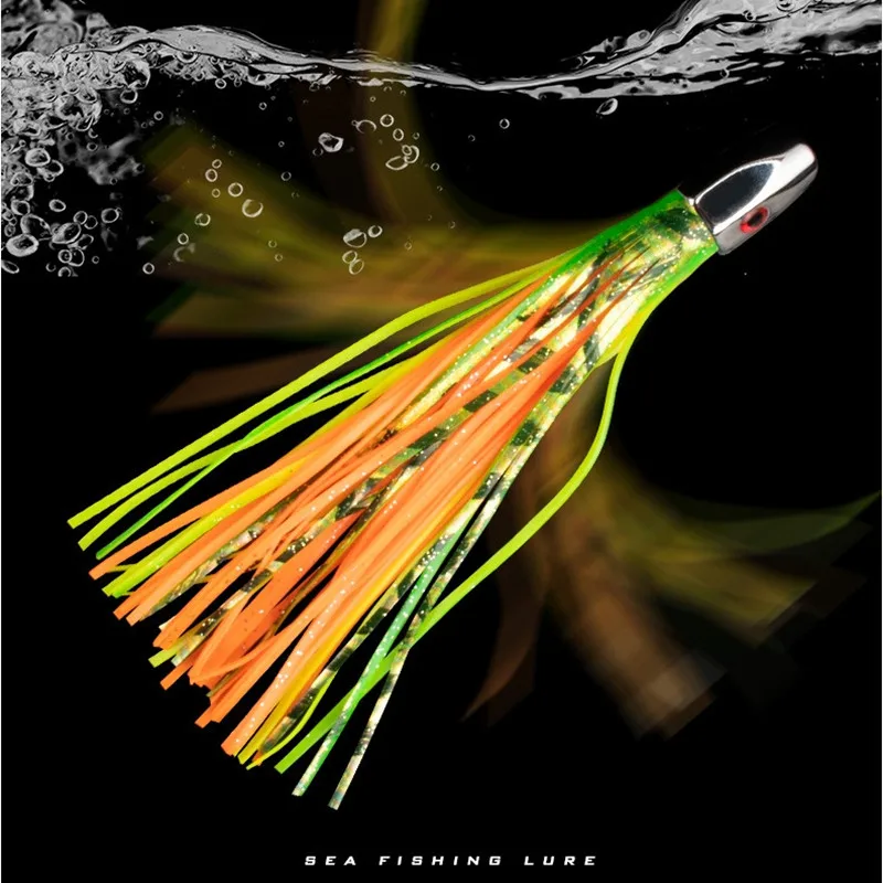 TR004 cabeza de cobre pulpo calamar falda cebo 20,5 cm agua de mar señuelo de pesca de aguas profundas gran juego pesca de arrastre Marlin atún señuelo de arrastre - imagen 5