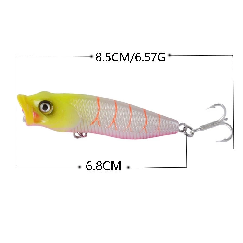 1 Uds calidad Whopper Plopper 6,8 cm 6,6g Top agua Popper señuelo de pesca cebo duro Wobblers giratorio cola suave aparejos de pesca - imagen 5