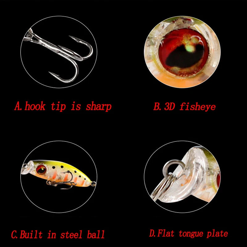 TAKEDO YH05 cebo Artificial 8 colores juego de Señuelos de Pesca hundimiento plástico Popper cebo de Pesca Mini Minnow Wobblers Señuelos de Pesca - imagen 3