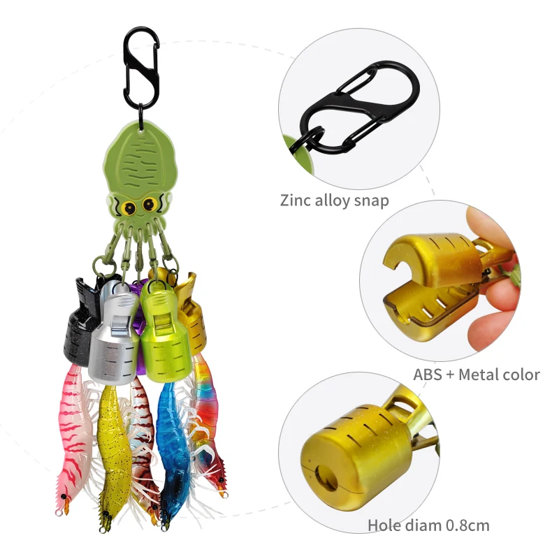 Nuevo Kit protector de cebo de plantilla de calamar galvanoplastia tamaño L 6 uds Webfoot pulpo Egi ganchos cubierta sepia paraguas señuelo tapa aparejos - imagen 3