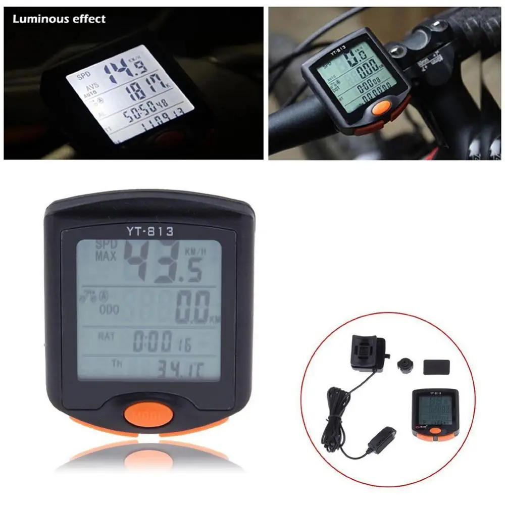 Medidor de velocidad de bicicleta de YT-813, ordenador Digital para bicicleta, odómetro LCD multifunción, sensores deportivos impermeables, velocímetro de ordenador para bicicleta - imagen 3