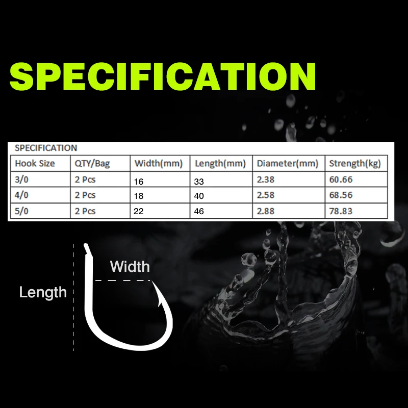 FJORD-anzuelo de pesca con plantilla de Metal, 3/0, 4/0, 5/0, doble brillo nocturno, anzuelos de agua salada de seda, 2 unids/bolsa, material de equipo de pesca - imagen 4