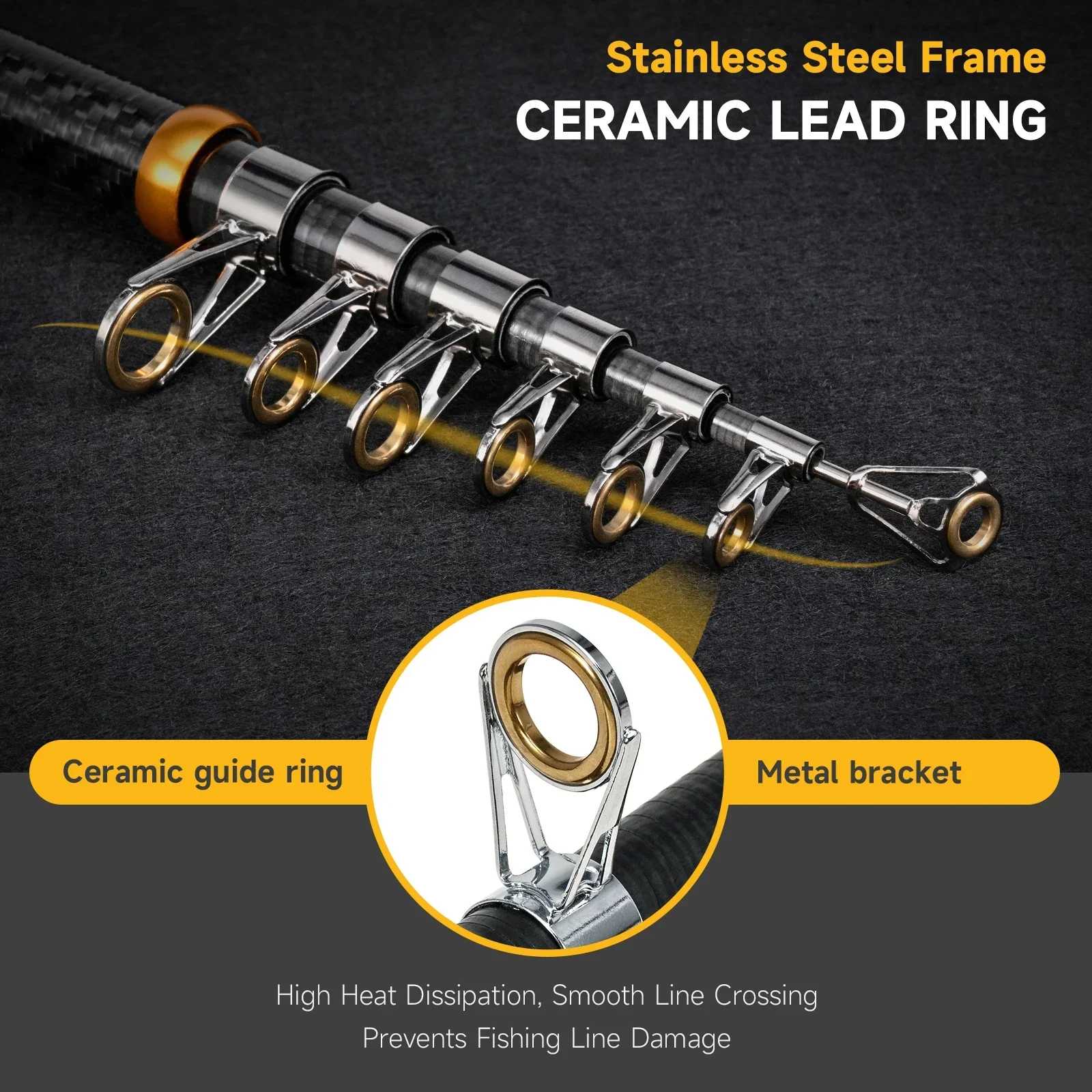 LEOFISHING-señuelo de mar telescópico de fibra de carbono, caña de pescar giratoria de viaje H/RF1.8M, 2,1 M, 2,4 M, 2,7 M, 3,0 M, accesorios para equipos de peces - imagen 4