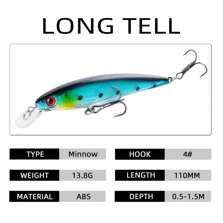 Señuelos de Pesca de pececillos, cebo duro flotante de 11cm, 13g, Artificial, Wobbler, Crankbait, carpa, perca, aparejos de Pesca, 3/5/8 piezas - imagen 4