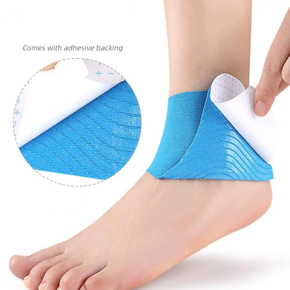 Cinta de kinesiología precortada para tobillo, cinta atlética elástica transpirable impermeable de algodón para aliviar el dolor, esguince de tobillo, soporte para ligamentos - imagen 2