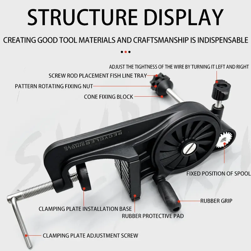 Enrollador de línea de pesca, abrazadera de mesa portátil ajustable, máquina de carrete de pesca, bobinado de alambre, equipo de carrete rápido - imagen 4