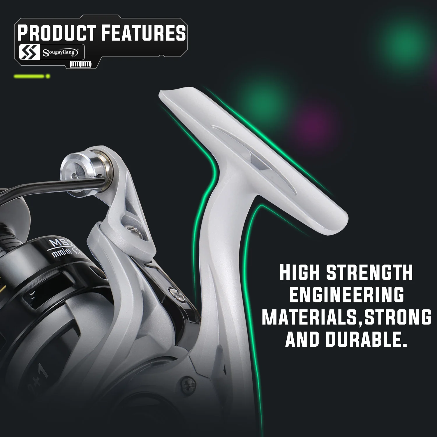 Sougayilang-Carretes de pesca de alta velocidad, accesorio de arrastre máximo de 10Kg, con carrete de aluminio para agua salada y dulce, 5,2: 1 - imagen 5