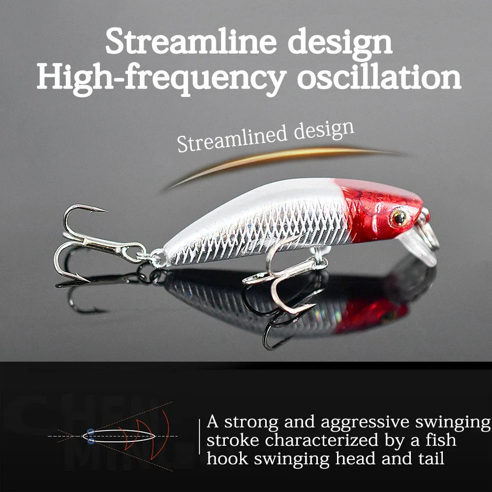 MNFT-Mini Señuelos de Pesca que se hunden, cebo duro de plástico Artificial, Jerkbait Crankbait, 4,5 cm/2,8g, 1 unidad - imagen 5