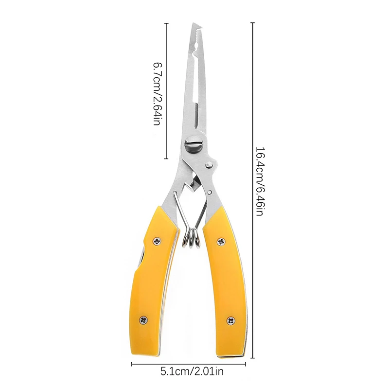 Alicates de pesca de anillo dividido de acero inoxidable, tijeras de uso de peces de 14,5 cm para caña de señuelo, cortador de línea, herramienta removedora de anzuelos con funda Oxford - imagen 3