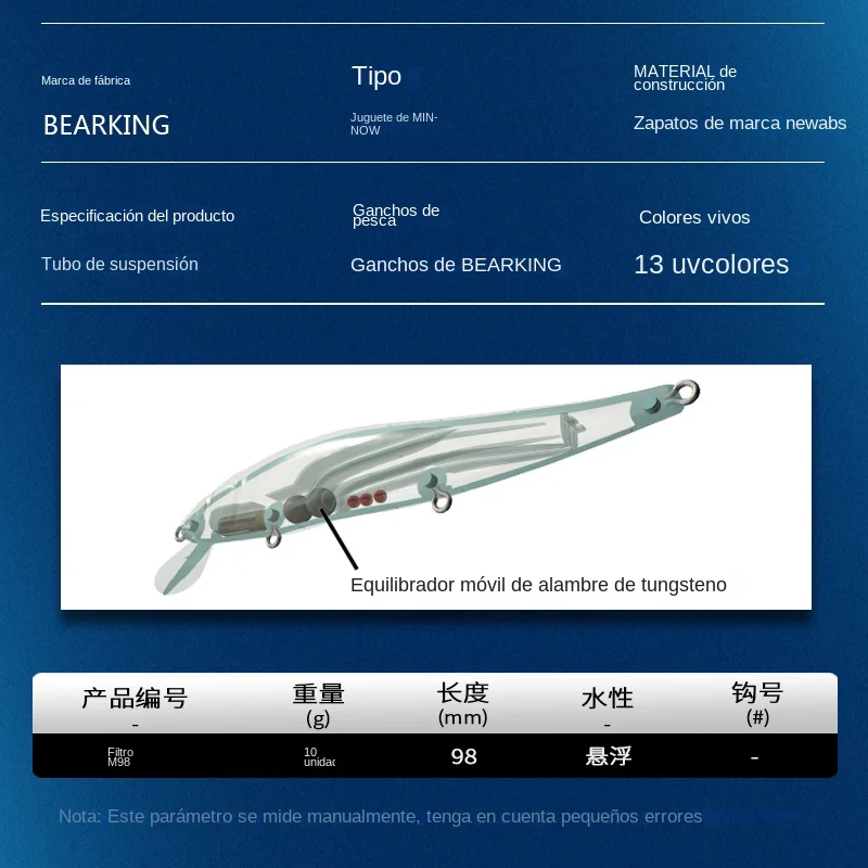 BEARKING 9,8 cm 10g SP buceo 2,1 m profesional Minnow Wobbler Señuelos de pesca calidad jerkbaits cebo Artificial aparejos depredadores - imagen 4