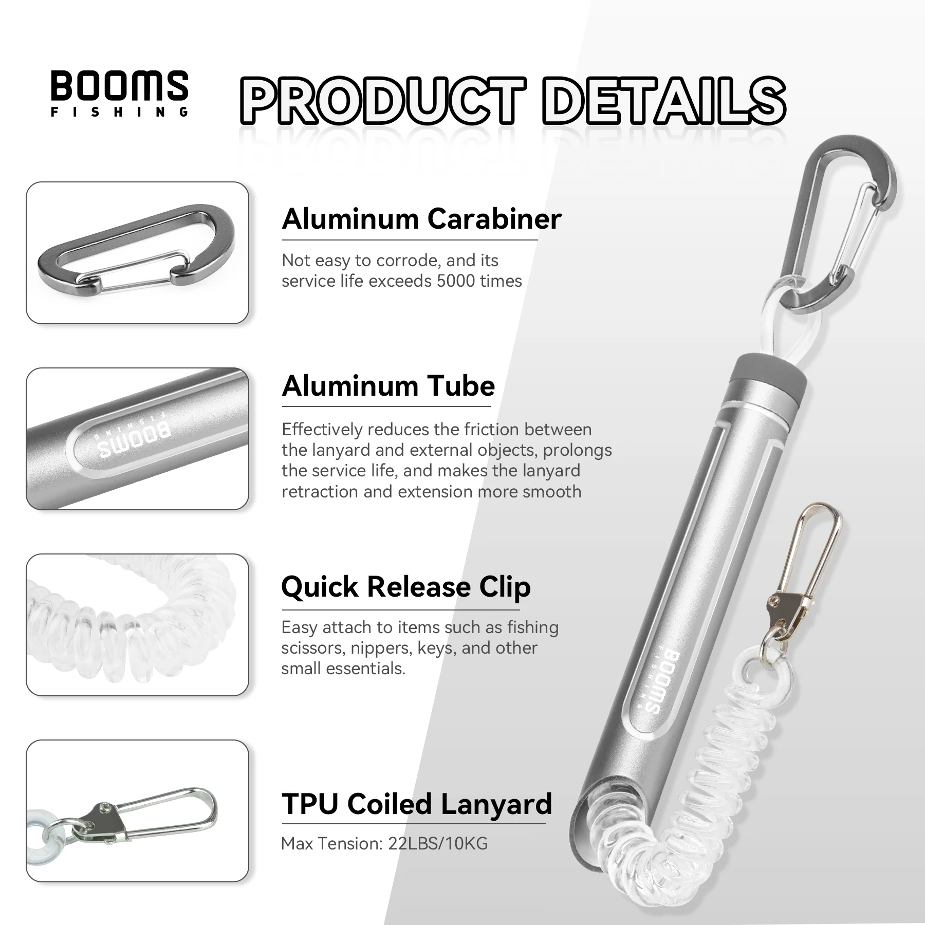 Booms Fishing-cordón en espiral de tubo T09, herramienta de cordón de pesca retráctil, cordón de bobina para pesca con mosca, Camping, mochilero al aire libre - imagen 3